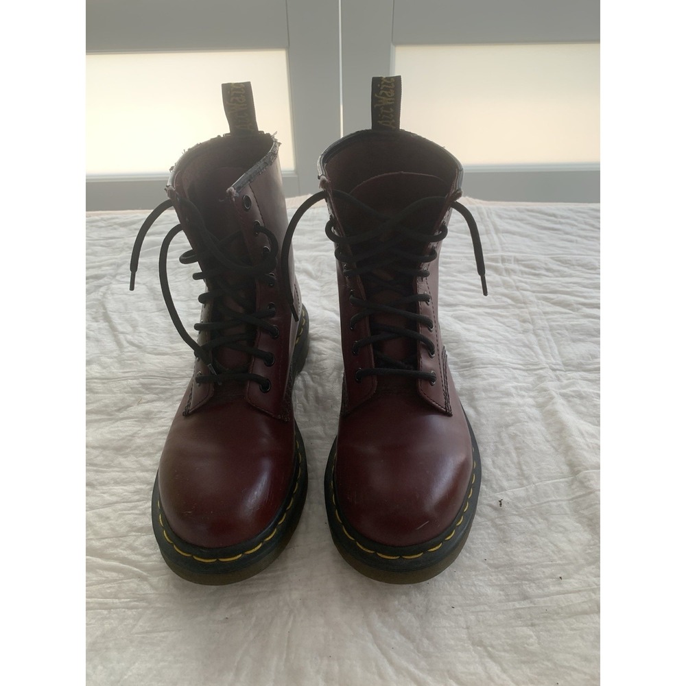 Dr Doc Martens Air Wair 1460 Burgundy Maroon Oxblood Combat Boots Womens 7